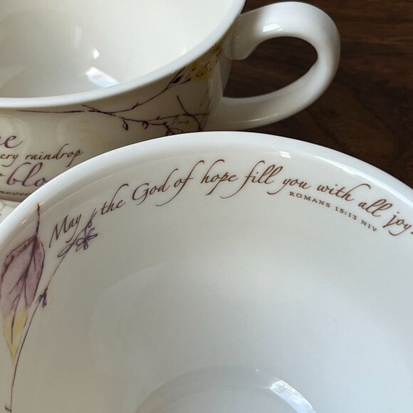 2 Soup Coffee Tea Cups Mugs by Blessings Unlimited Hope Romans 15:13 NIV - Picture 5 of 13
